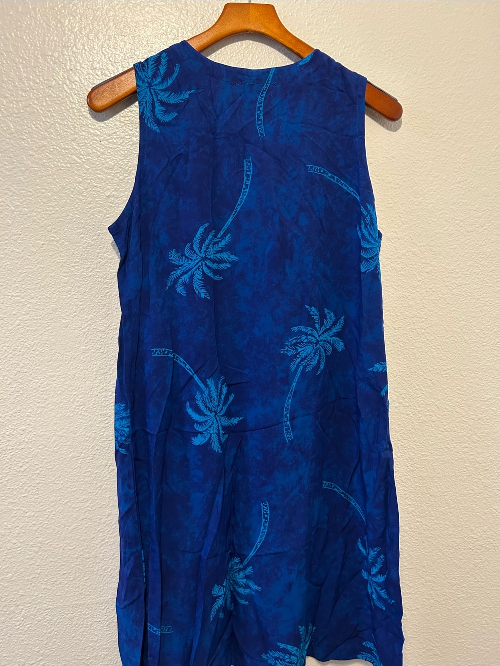 Peppermint Blue Palm-Print Sleeveless Mini Dress - Picture 5 of 5